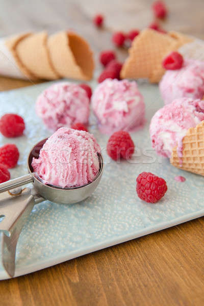 Scoops of raspberry ice cream Stock photo © BarbaraNeveu