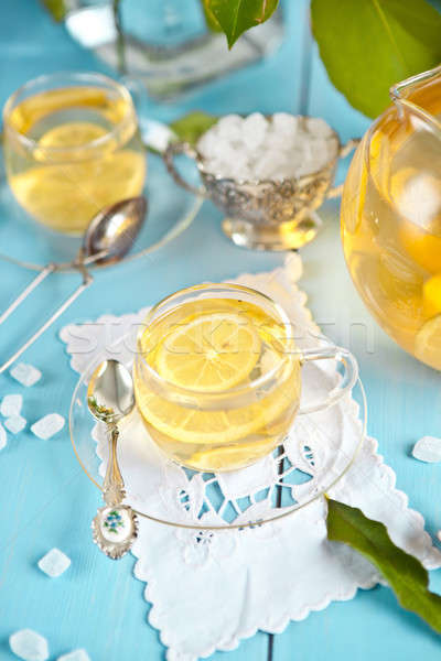 Hot herbaty świeże cytryny cytryny cukru Zdjęcia stock © BarbaraNeveu