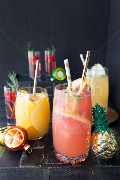 Stockfoto: Variëteit · fruit · cocktails · donkere · oranje · drinken