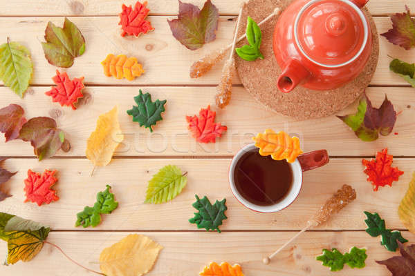 Tea and colorful cookies Stock photo © BarbaraNeveu