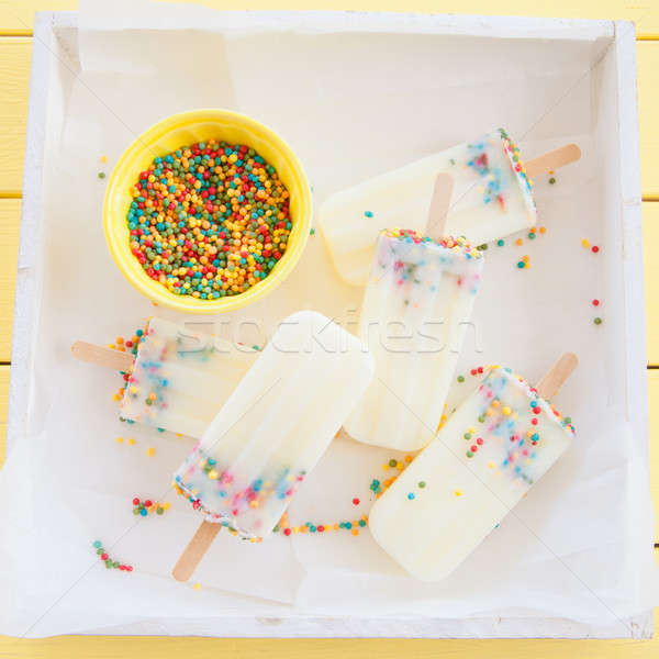 Stock photo: Frozen popsicles with sprinkles