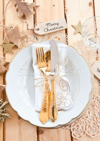 Vintage tableware placed for dinner Stock photo © BarbaraNeveu