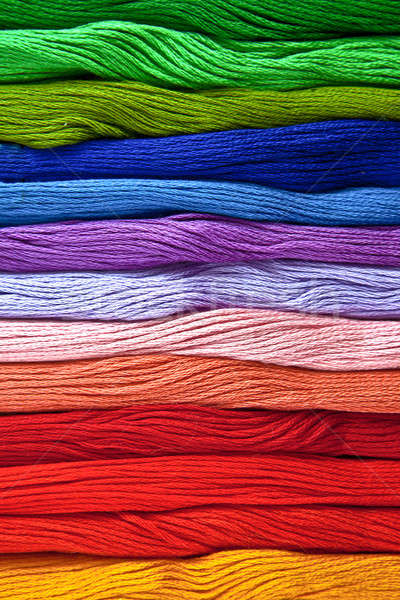 Stock photo: Colorful yarns in rainbow colors
