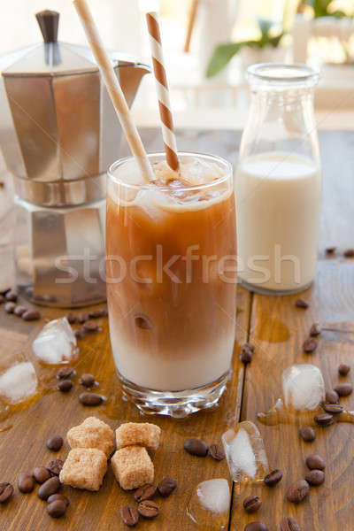 Eisgekühlt Kaffee groß Glas Milch trinken Stock foto © BarbaraNeveu