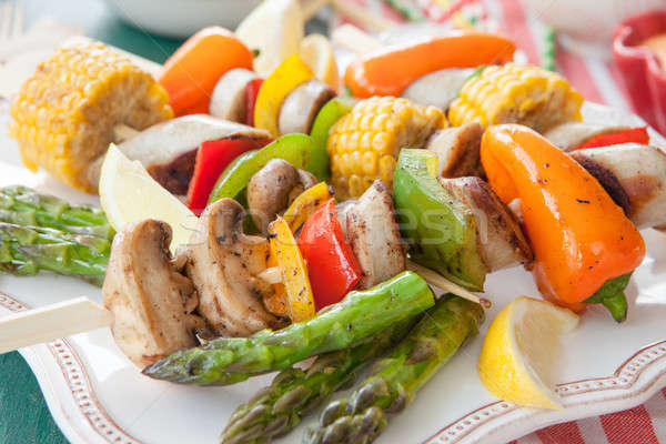 Stock photo: Colorful barbecue skewers