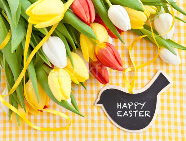 Frischen Tulpen Jahrgang Tafel farbenreich Liebe Stock foto © BarbaraNeveu