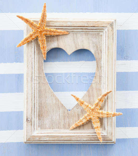 Rustic wooden frame on stripes Stock photo © BarbaraNeveu