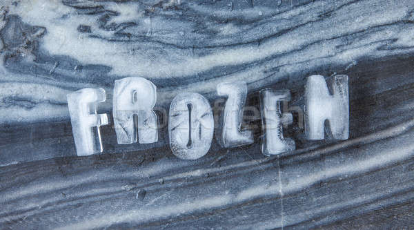 Eingefroren Beschriftung Eiswürfel dunkel Marmor Hintergrund Stock foto © BarbaraNeveu