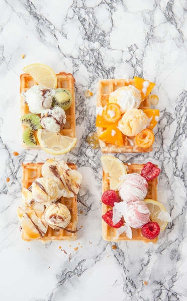 Stock photo: Waffles with fresh fruits