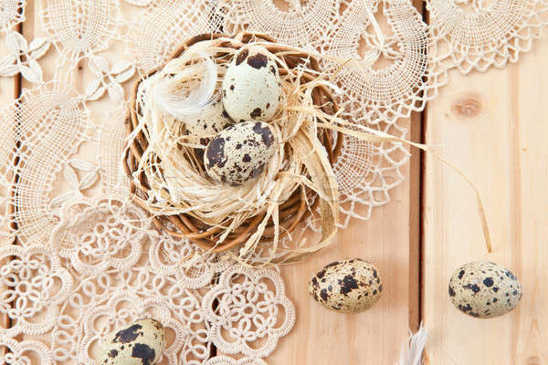 Easter nest with quail eggs Stock photo © BarbaraNeveu