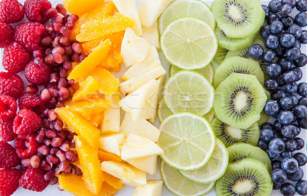 Friss gyümölcsök szívárványszínű színes egészség szivárvány Stock fotó © BarbaraNeveu