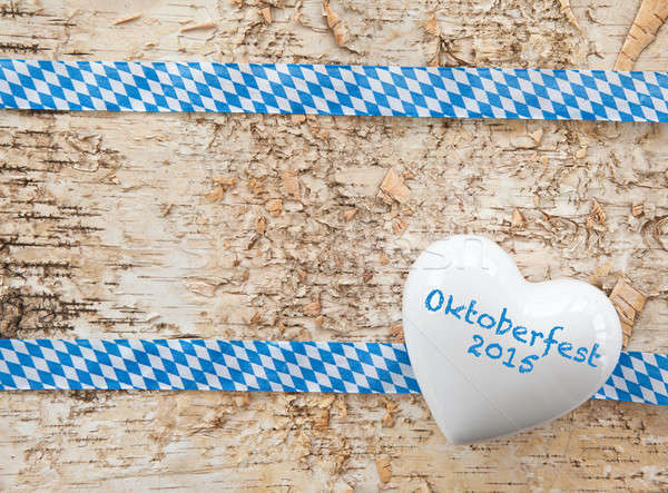 Rustic background with white and blue ribbon Stock photo © BarbaraNeveu
