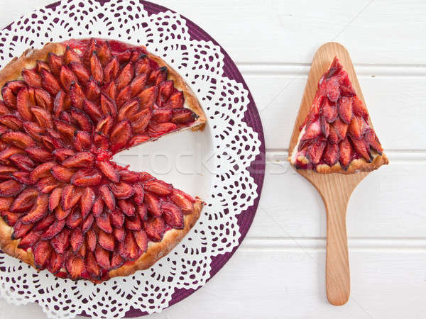 Frischen Pflaume Kuchen Obst pie Pflaumen Stock foto © BarbaraNeveu