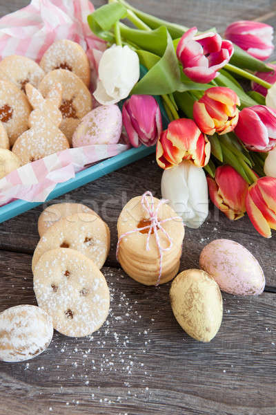 Jam Wielkanoc cookie niebieski taca żywności Zdjęcia stock © BarbaraNeveu