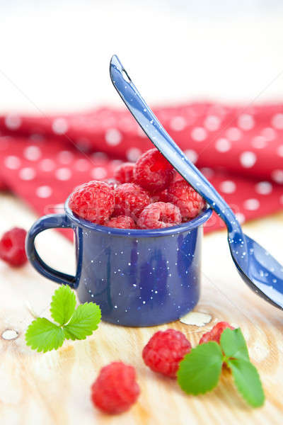 Fresh berries in little vintage bucket Stock photo © BarbaraNeveu