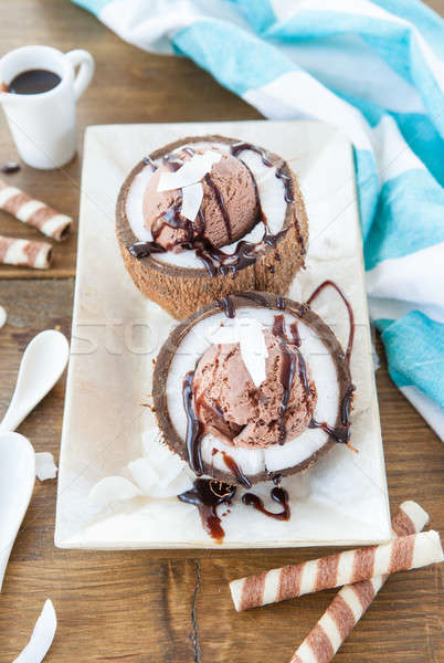 Chocolate ice cream in coconut  Stock photo © BarbaraNeveu