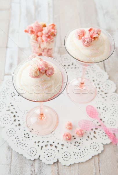 Stock photo: Panna cotta with popcorn