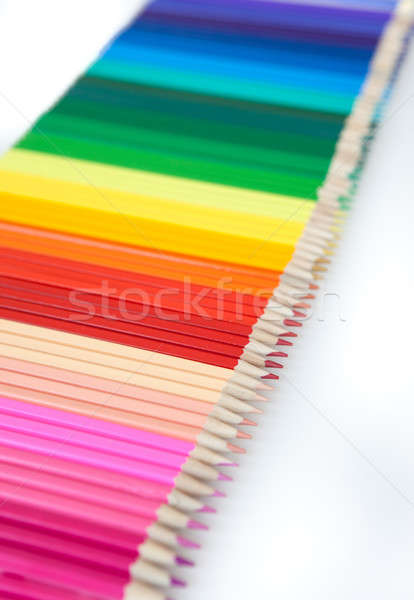 Színes ceruzák fehér fából készült háttér szivárvány Stock fotó © BarbaraNeveu