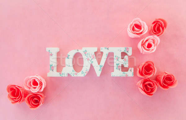 Love banner with roses Stock photo © BarbaraNeveu
