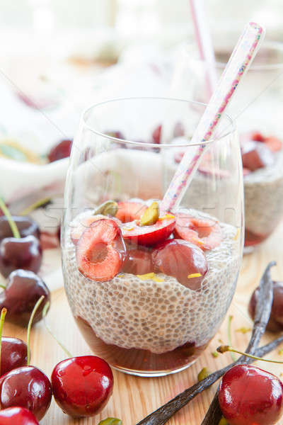 Pudding świeże wiśni żywności zdrowia owoce Zdjęcia stock © BarbaraNeveu
