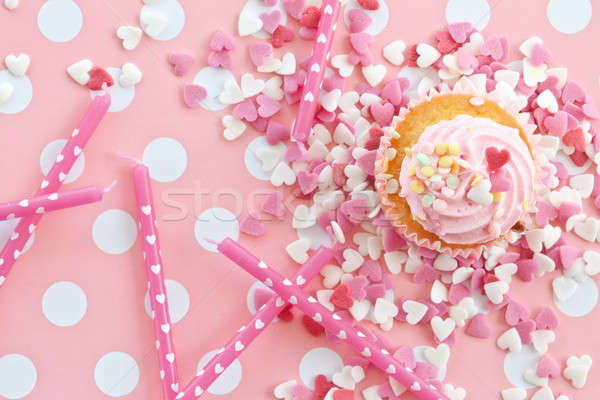 Wenig Cupcake rosa Liebe Herz Kuchen Stock foto © BarbaraNeveu