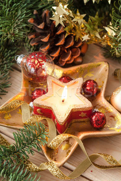 Candle and christmas decorations Stock photo © BarbaraNeveu