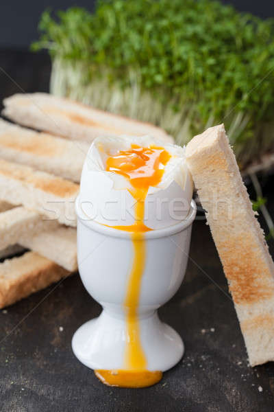 Stok fotoğraf: Yumuşak · yumurta · yumurta · sarısı · tost