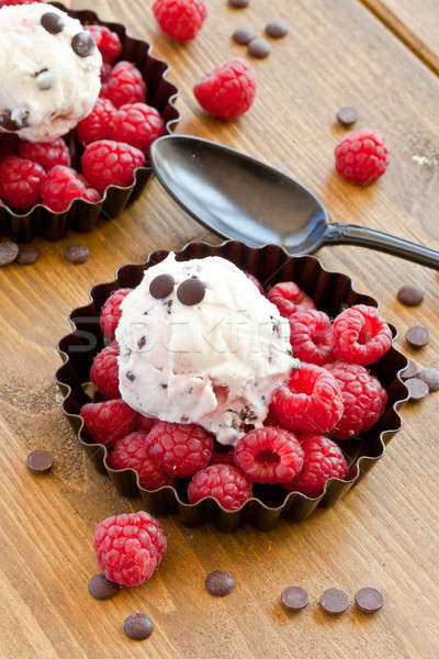 Ice cream with fresh raspberries Stock photo © BarbaraNeveu