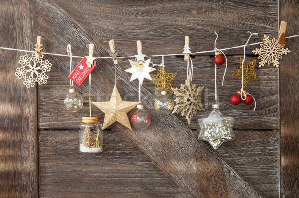 Rustiek christmas houten feestelijk ornamenten partij Stockfoto © BarbaraNeveu