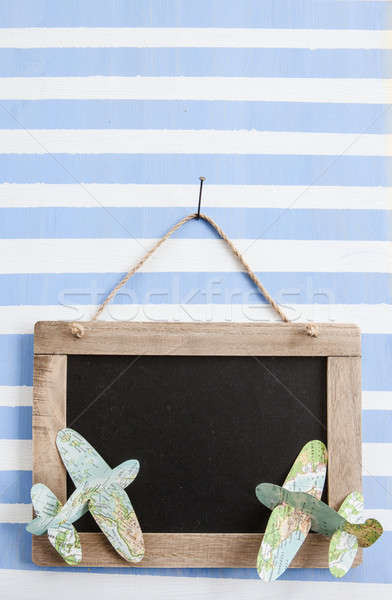 Rustic chalkboard on stripes Stock photo © BarbaraNeveu