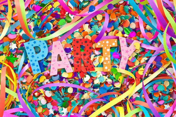 Stock photo: Party in colorful wooden characters