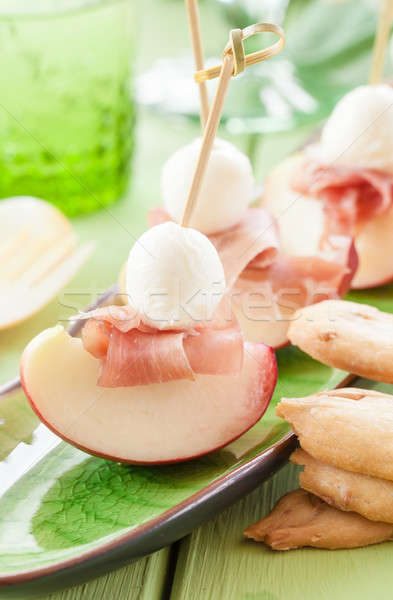 Slices of nectarine with smoked ham Stock photo © BarbaraNeveu