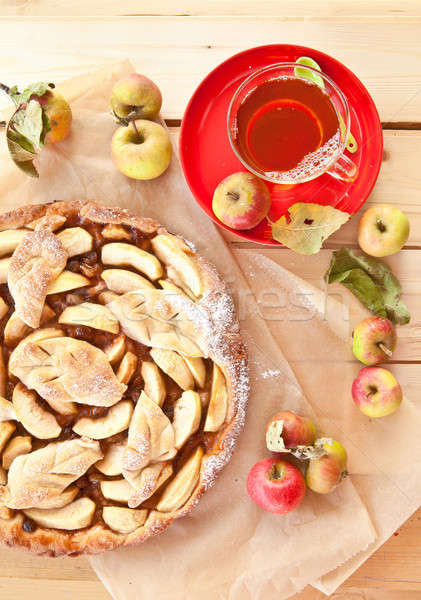 [[stock_photo]]: Maison · tarte · aux · pommes · fraîches · organique · pommes · tasse