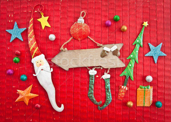 Stock fotó: Színes · karácsony · díszítések · piros · rusztikus · díszek