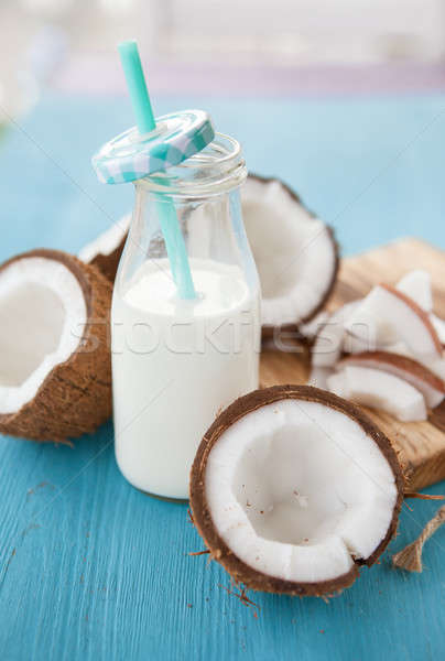 кокосовое молоко свежие Vintage бутылку фрукты Сток-фото © BarbaraNeveu