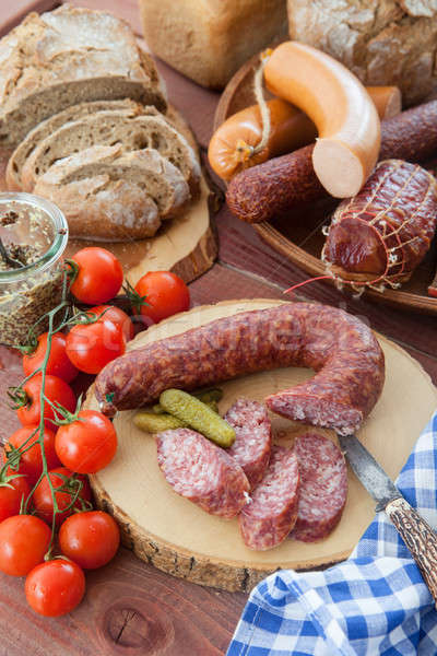 Cured meats and sausages Stock photo © BarbaraNeveu