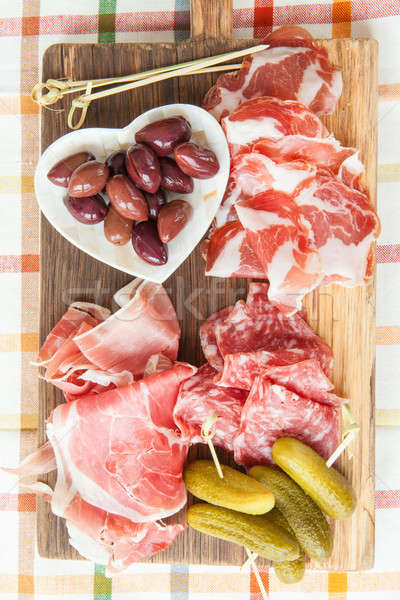 Selection of hams and salami Stock photo © BarbaraNeveu