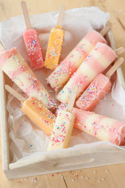 Stock photo: Homemade ice cream popsicles
