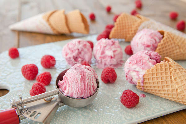 Scoops of raspberry ice cream Stock photo © BarbaraNeveu