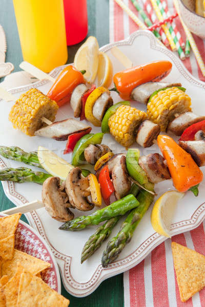 Colorful barbecue skewers Stock photo © BarbaraNeveu