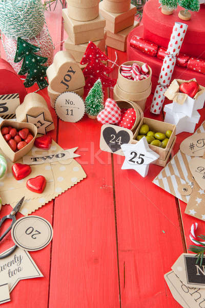Advent naptár ajándékdobozok ajándék szatyrok dobozok Stock fotó © BarbaraNeveu