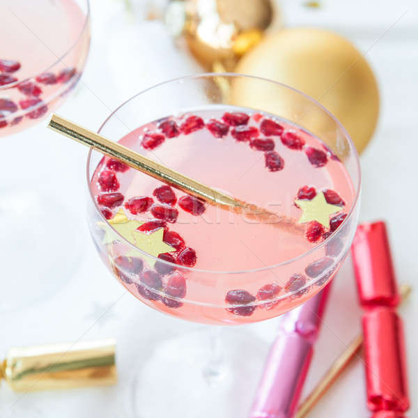 Różowy koktajl christmas szampan dekoracje Zdjęcia stock © BarbaraNeveu