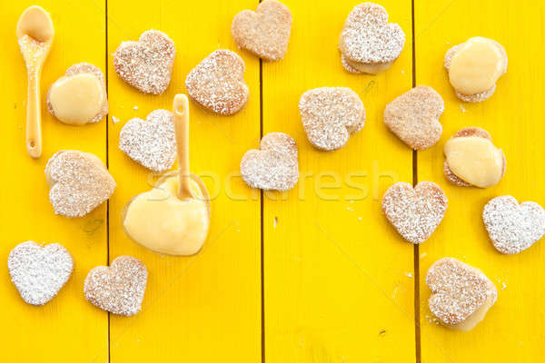 Kalp kurabiye limon sarı ahşap Noel Stok fotoğraf © BarbaraNeveu