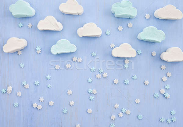 Stockfoto: Wolk · sneeuwvlok · hemel · sneeuw · winter