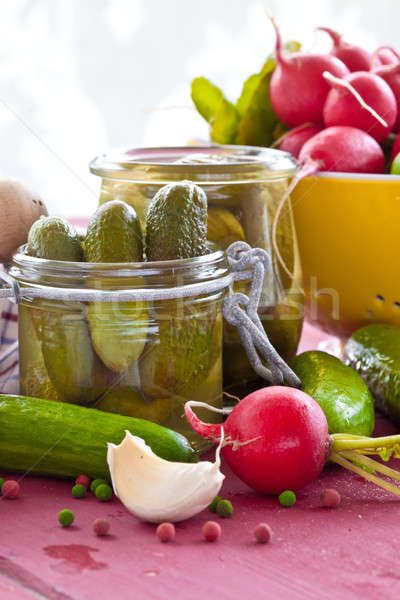 Temperos vinagre vintage comida legumes pimenta Foto stock © BarbaraNeveu