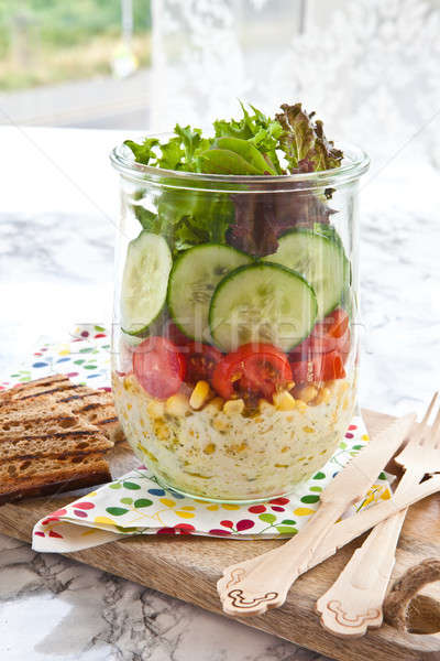 Laag salade vintage jar verse groenten Stockfoto © BarbaraNeveu