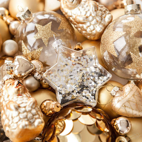Variëteit gouden christmas ornamenten feestelijk vakantie Stockfoto © BarbaraNeveu
