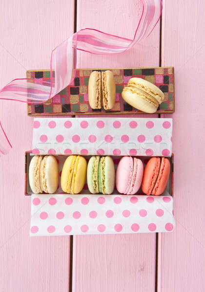Сток-фото: красочный · macarons · разнообразие · французский · розовый