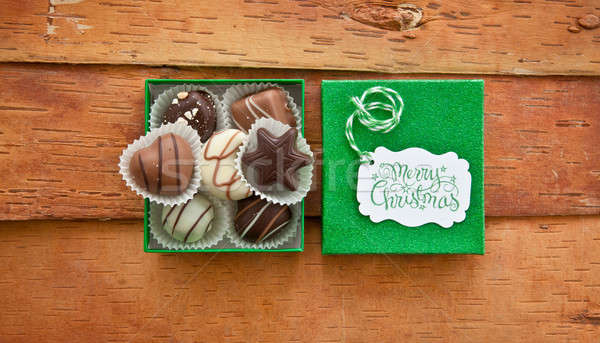Natale verde scatola regalo rustico alimentare legno Foto d'archivio © BarbaraNeveu