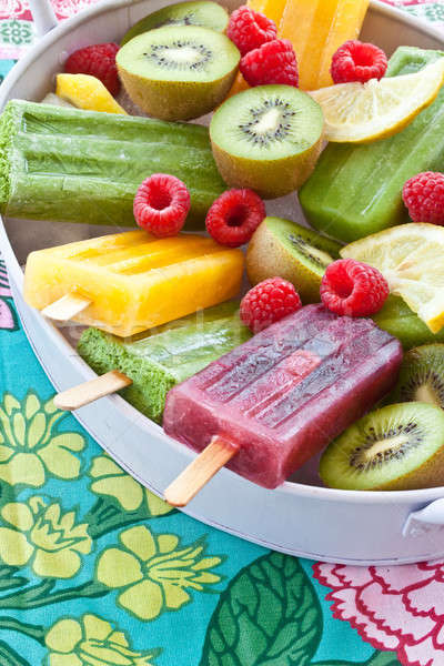 Colorful popsicles with fresh fruits Stock photo © BarbaraNeveu